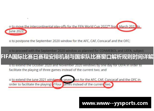 FIFA国际比赛日赛程安排机制与国家队比赛窗口解析规则时间详解